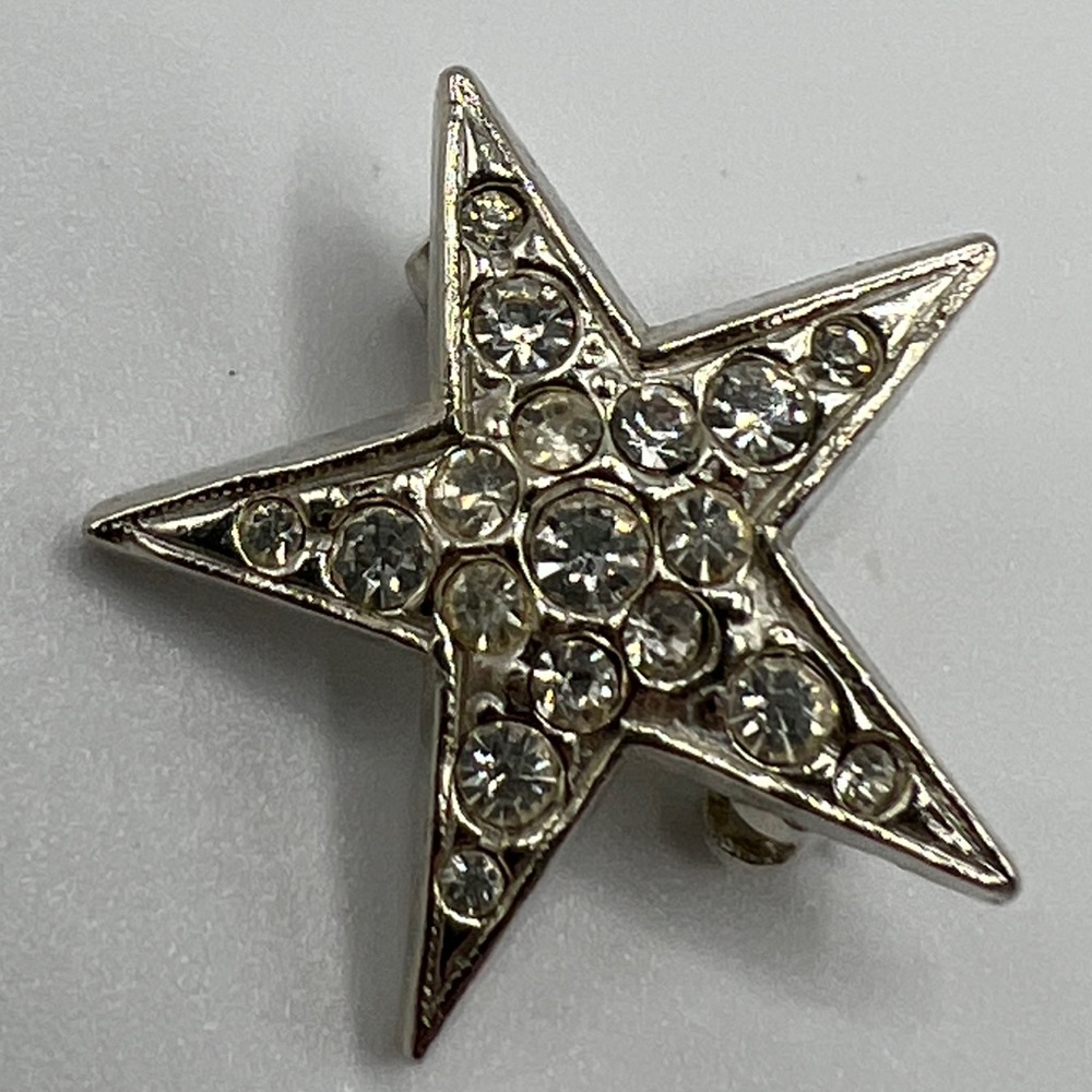 Silver & Rhinestone Star Brooch - Picture 3 of 4